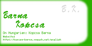 barna kopcsa business card